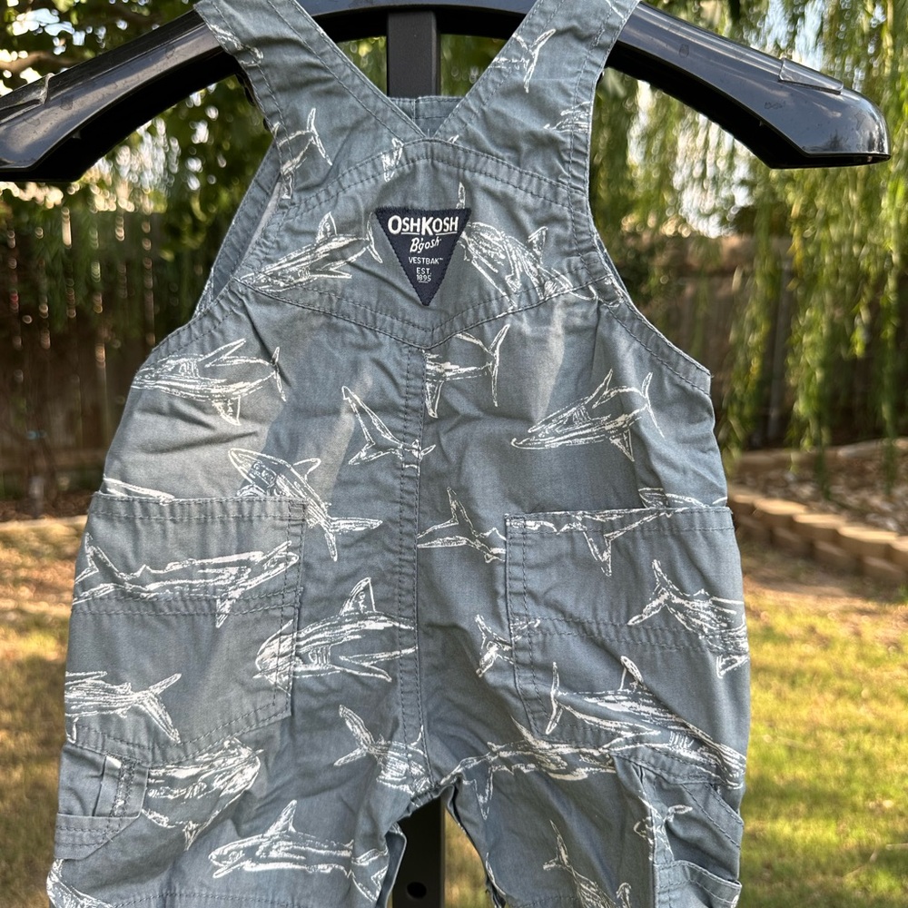 Oshkosh B’gosh- Shark Print Short Overalls- Multiple Sizes! - Picture 5 of 5
